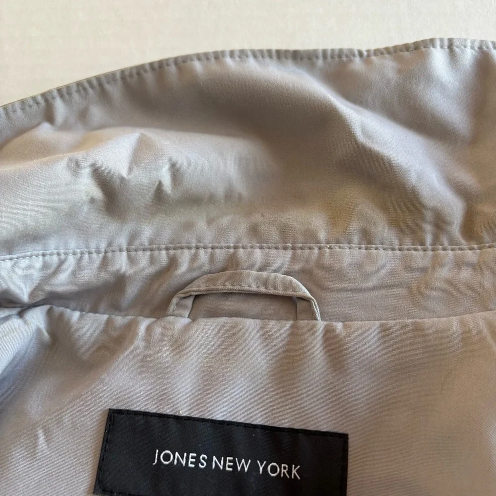 JONES NEW YORK TRENCH HOODED FULLY LINED GRAY COAT SIZE XL